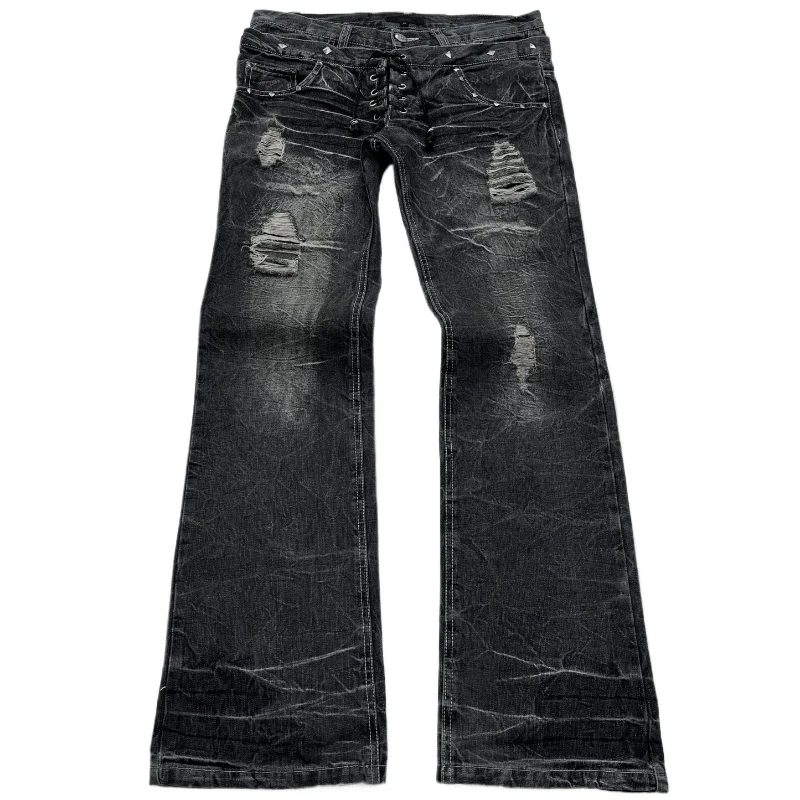 Men Shoes Jeans - Modne jeansy damskie z podwójnym pasem,