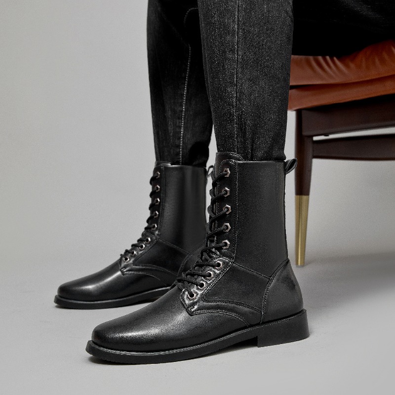 Men'S Shoes For Work - Wysokie skórzane buty taktyczne outdoorowe męskie