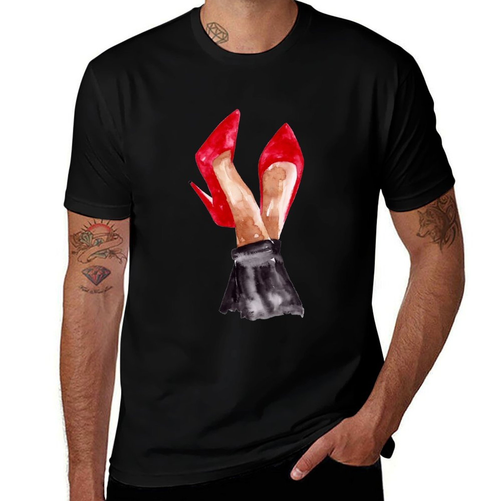 Men Shoes Illustration - Czerwone szpilki – ilustracja akwarelą –