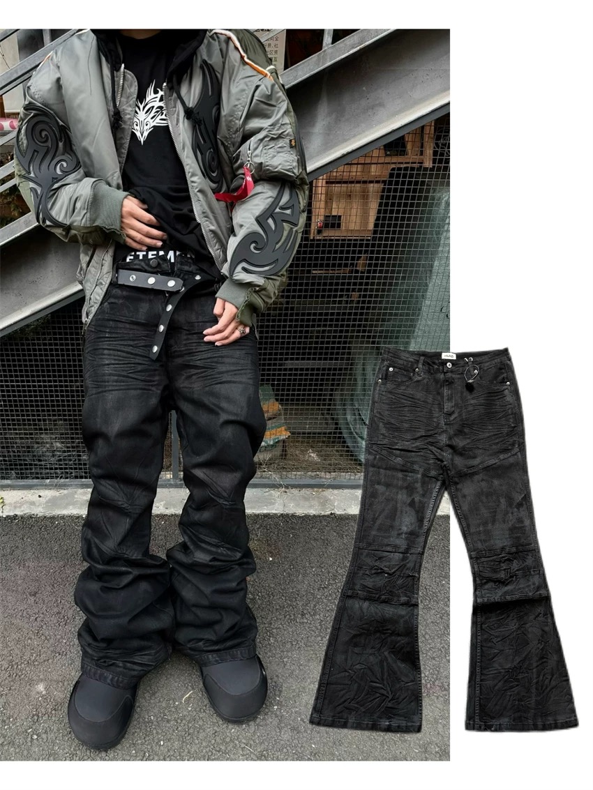 Men Shoes Jeans - Dżinsy micro-flare z efektem patyny w
