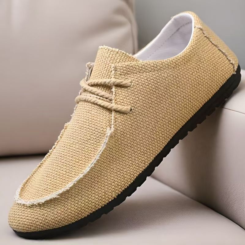 Men'S Shoes For Work - Męskie buty sznurowane z płótna w