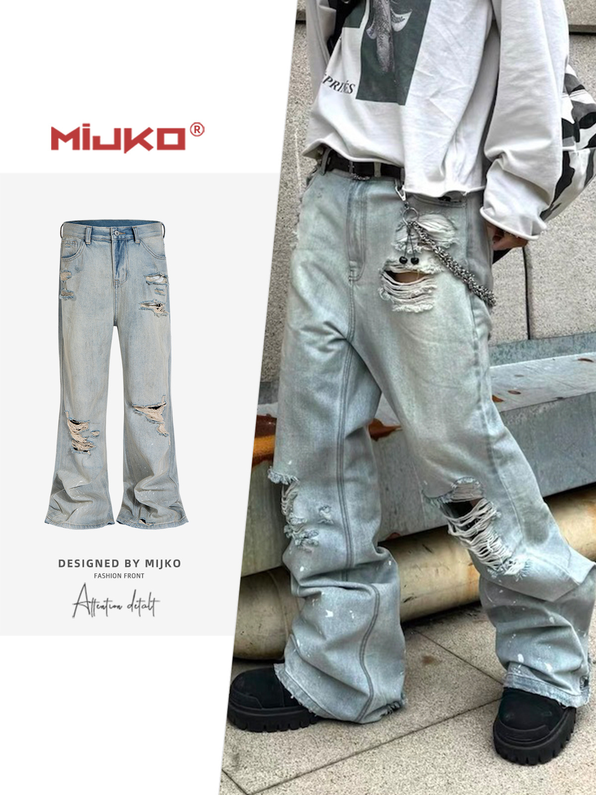 MIJKO Unisex Jeansy z efektem  – Men Shoes Jeans recenzja i cena